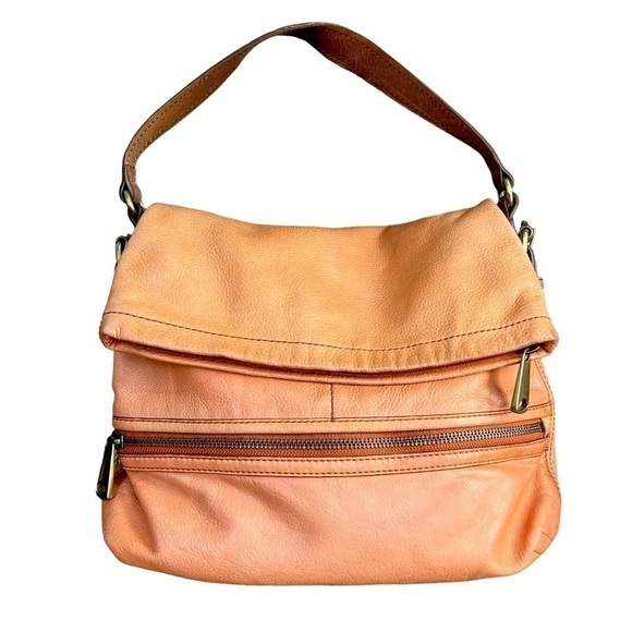 FOSSIL Explorer Fold Over Crossbody Leather Distressed Orange Bag Purse VINTAGE - Picture 12 of 15